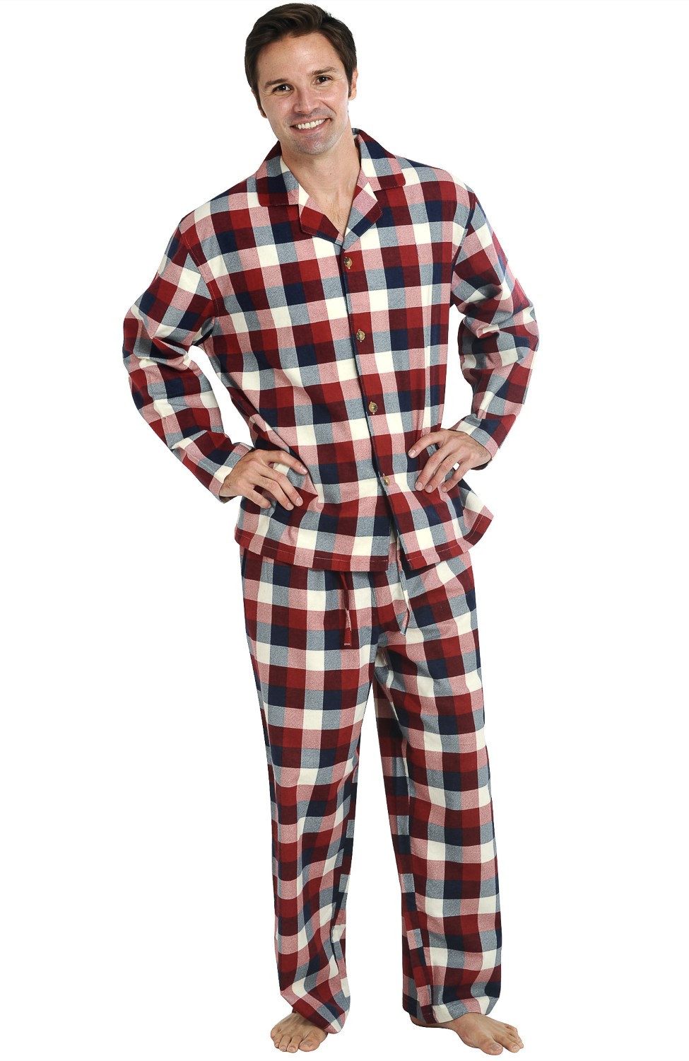Long Cotton Plaid Pj Set Alexander Del Rossa Mens Lightweight Flannel Pajamas