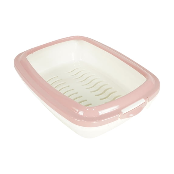 SussexHome Pets Tripple Filter Sifting Cat Litter Box Pan - 23.5 x 17 x 6.3 Inches Sifting Litter Pan - Easy Clean Litter Box Tray - Pink