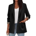 thumbnail image 5 of Women's Single Button Blazer Casual Long Sleeve Fashion Outerwear Navy Blue XXL, 5 of 6