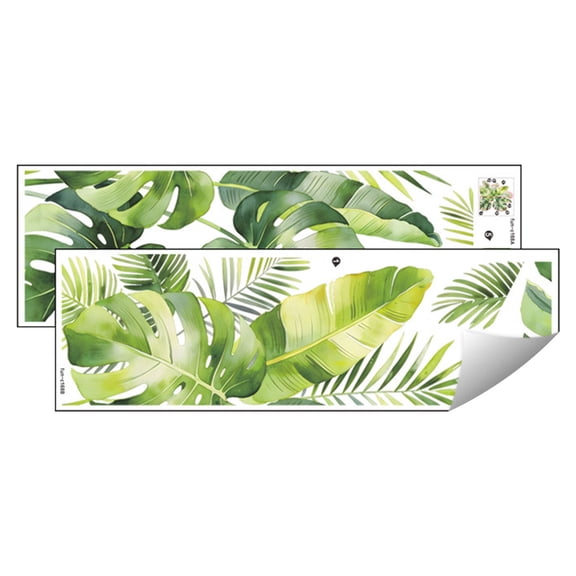 Tropical Green Leaves Wall Stickers for Bathroom Decor, Vinyl Peel and Stick Decorations for Home, Office, Kitchen, and Living Spaces, Versatile DIY Nature-Inspired Wall Art