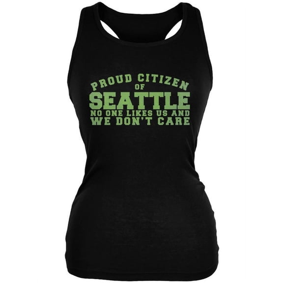 Proud No One Likes Seattle Black Juniors Soft Tank Top - Large