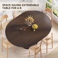 thumbnail image 6 of 47"-63" Extendable Round Dining Table for 4–8 with Storage, Mid Century Modern Farmhouse Wood Oval Dinner Table with Pedestal Base for Kitchen, Living Room (Coffee Brown), 6 of 7