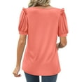 thumbnail image 4 of Bigersell Summer Tops for Women 2023 Fashion Women's Summer V-Neck Solid Short Sleeve Tops Blouse Plus Wraps Crew Neck Short Sleeve Shirts Style B27416,S, 4 of 9