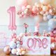 thumbnail image 4 of Set de globos WEILINZHOU 102 cm rosa número 1 y palabra one, 4 of 7