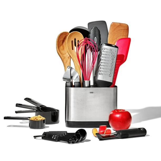 Juego de utensilios de cocina OXO Good Grips Everyday, 20 piezas, color plateado