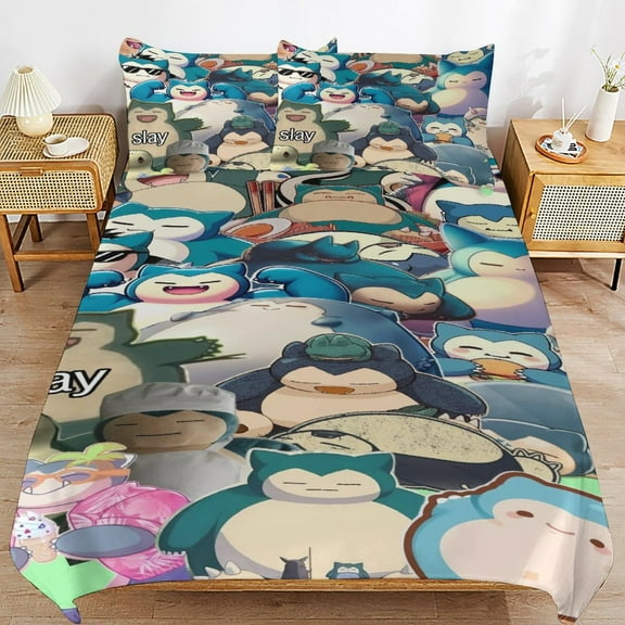 Duvet Cover Bedding Set Cartoon Print Soft Quilt Cover 3 Pieces, 1 Comforter Cover & 2 Pillowcases for Kids Teens Boys Girls Room Decor 86"x70"