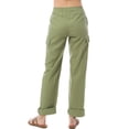thumbnail image 4 of Made by Olivia Women's Flap Pocket Drawstring Waist Linen Cargo Pants, 4 of 5