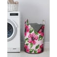 thumbnail image 3 of Floral Laundry Bag, Watercolor Style Drawing of Tropical Hibiscus Flowers Illustration Art, Basket with Handles Drawstring Closure for Laundromats, 13" x 19", Magenta Green Baby Pink, by Ambesonne, 3 of 4