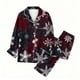 thumbnail image 4 of Puyaiuu Women 2 Piece Christmas Satin Pajama Set Cute Print Long Shirt Loose Shorts Matching Set Loungewear Gift, 4 of 5