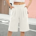 thumbnail image 2 of Kojanyu Women's 100% Cotton Elastic Waist Shorts Casual Loose Fit Wide Leg Lounge Shorts with Pockets Summer Beach Vacation Shorts, 2 of 7