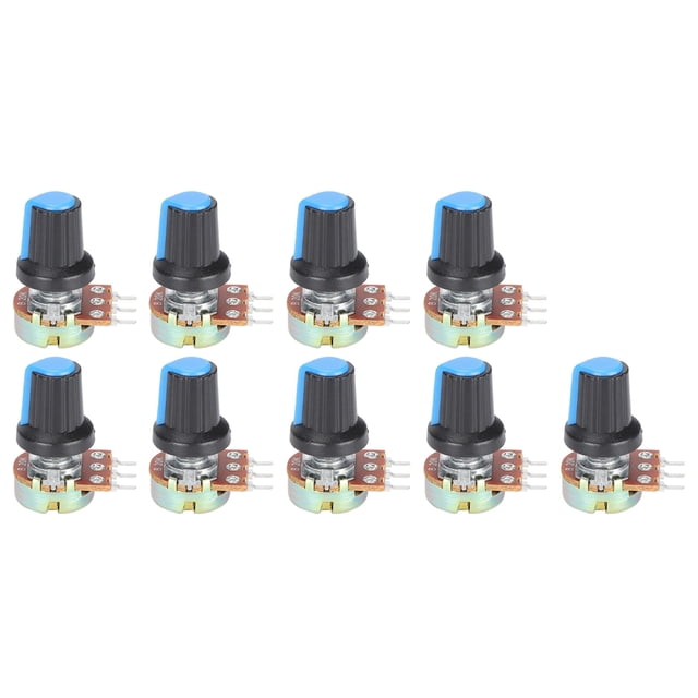 Kit surtido de potenciómetros de 9 piezas B1k 2k 5k 10k 20k 50k 100k 500k 1m 9 valores de resistencia diferentes Perilla de una sola línea con tapa de potenciómetro con tuerca ANGGREK Otros