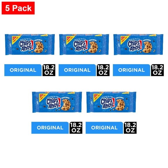 Nabisco CHIPS AHOY! Original Chocolate Chip Cookies Family Size 18.2 oz - 5 Pack