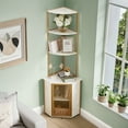 thumbnail image 2 of VECELO Durable 63" Wooden 5 Tier Corner Bookcase, Gold, 2 of 10