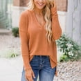 thumbnail image 4 of Gibobby Blusas Elegantes Para Mujer Suéter informal holgado con cuello en V y manga larga tejido para otoño e invierno de Color sólido para mujer Características:（Anaranjado， M), 4 of 4