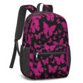 thumbnail image 2 of Butterfly and Pink Black Pattern 17" School Backpacks for Teens,Waterproof Oxford Fabric,S-Shape Padded Straps for School,Travel,Hiking,Camping, 2 of 6
