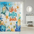 thumbnail image 2 of Erosebridal Kawaii Starfish Shower Curtain 72x84, Nautical Marine Bathroom Curtain 72x84, Sea Turtle Decor, Waterproof, 2 of 5