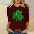thumbnail image 2 of ICHUANYI Women's Fashion St. Patrick's Day Print T-shirt 3/4 Sleeves Blouse Crew Neck Casual Tops, 2 of 4