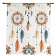 thumbnail image 2 of Boho Geometric Semi Sheer Curtains Drapes for Living Room,Bedroom,French Doors Window 54 Inches Long,Ethnic Feathers Patterns Retro Farmhouse Rod Pocket Chiffon Curtain Drapery Voile Draperies Panel, 2 of 6