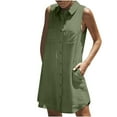 thumbnail image 2 of Nuoqisi Beach Cover Up for Women Button Down Sleeveless Shirt Dress Swimsuit Coverup Summer Mini Dresses, 2 of 7