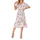 thumbnail image 1 of SAYOO Mujer Verano Cuello en V Manga Corta Cintura Alta Ruffle Hem Midi Vestidos SAYOO Sexy, 1 of 7