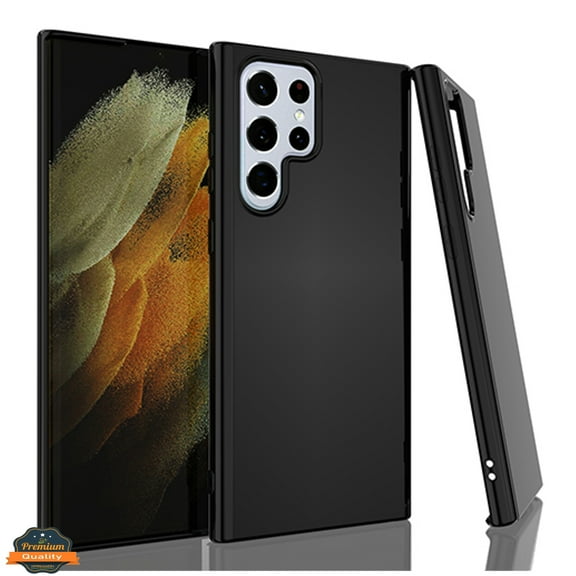 Xpression Case for Samsung Galaxy S22 Ultra Slim Thin Transparent Silicone Soft Skin Flexible TPU Gel Rubber Candy Gummy Protective Hybrid Phone Cover [Black]