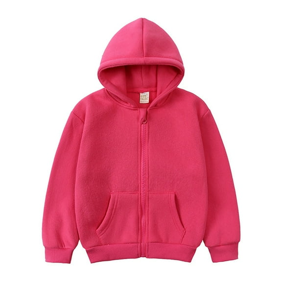 GYRATEDREAM Baby Boys Girls Fall Winter Hooded Jacket Toddler Long Sleeve Zip Up Cotton Thick Hoodie Coat with Pockets Kids Warm Windpoof Outerwear Rose Red for 12 Months-10 Years