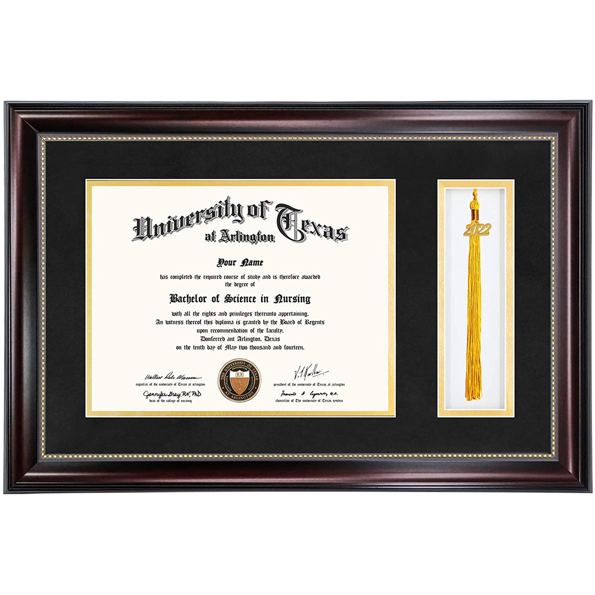 GraduationMall 11 x 17 Mahogany Diploma Frame with Tassel Holder 8.5 x 11