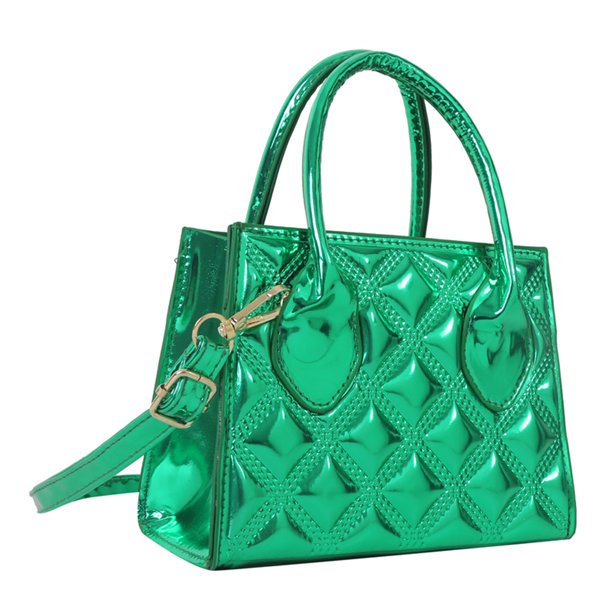 Bolso de mano para mujer, de piel sintética, acolchado, informal, para mujer, para niñas (verde)