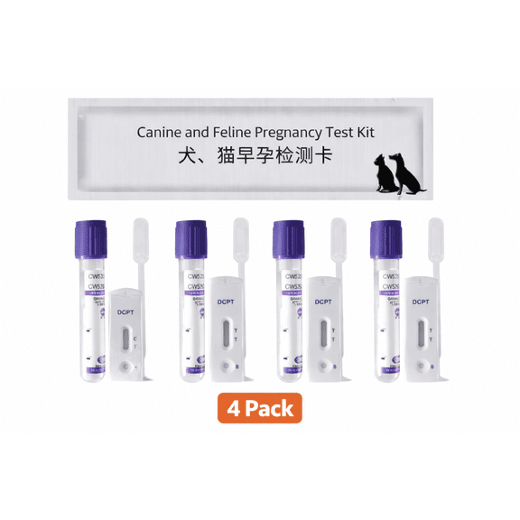 Fast-Acting Dog Pregnancy Test Strips/Cards - Accurate Canine Pregnancy Detection Kits（4PACK）