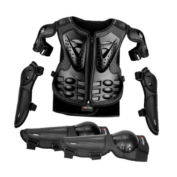 Traje de protección de motocicleta para niños, equipo de protección de cuerpo completo para niños, equipo de motocross para niños Negro