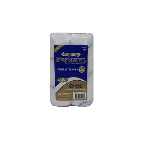 Arroworthy  Microfiber 0.56 x 9 in. Paint Roller Cover for Smooth to Semi-Smooth, White - Pack of 4
