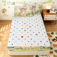 thumbnail image 4 of Manfei Forest Flower Tiger Zipper Twin Comforter Sets with Fitted Sheet and 2 Pillowcases, Kawaii Spring Groovy Zipper Bedding Set, Green Orange, Polkadot Reversible, 4pcs, 4 of 7