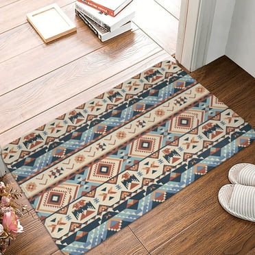 DouZhe Doormat Non-Slip Washable Floor Mat, Indoor Area Rug Vintage Aztec Boho Tribe Style Pattern Carpet, 24x16 inches
