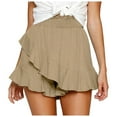 thumbnail image 1 of Jupe Courte Mini en Lin Fluide Taille Haute d'Été pour Femmes, Shorts de Plage, Skate, Décontractée, Confortable, Extensible, Légère, Mode, 1 of 5