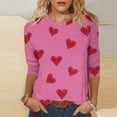 thumbnail image 5 of cocolona Valentines Shirts for Women Summer Crew Neck 3/4 Sleeve Tops Casual Loose Blouses Fashion Cute Heart Print T-shirts, 5 of 5