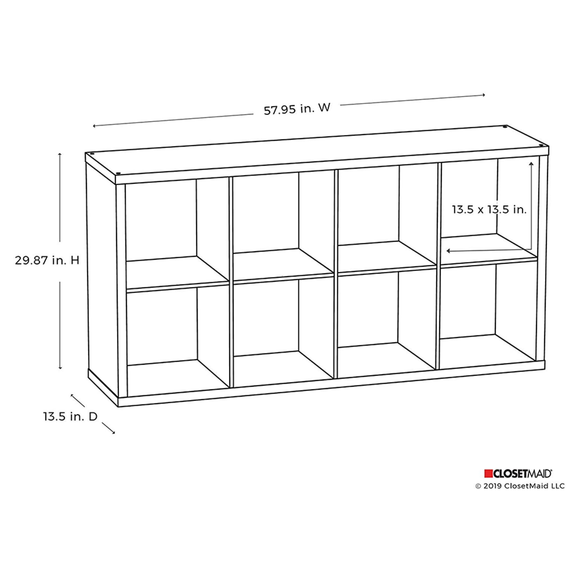 ClosetMaid Decorative Bookcase Open Back 8-Cube Storage Organizer, Graphite Gray