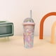 thumbnail image 5 of Vaso de pajita de burbujas de verano arcoíris rosa - Vasos de plástico portátiles para bebidas frías, frutas de verano, corazones de estudiantes, 5 of 7
