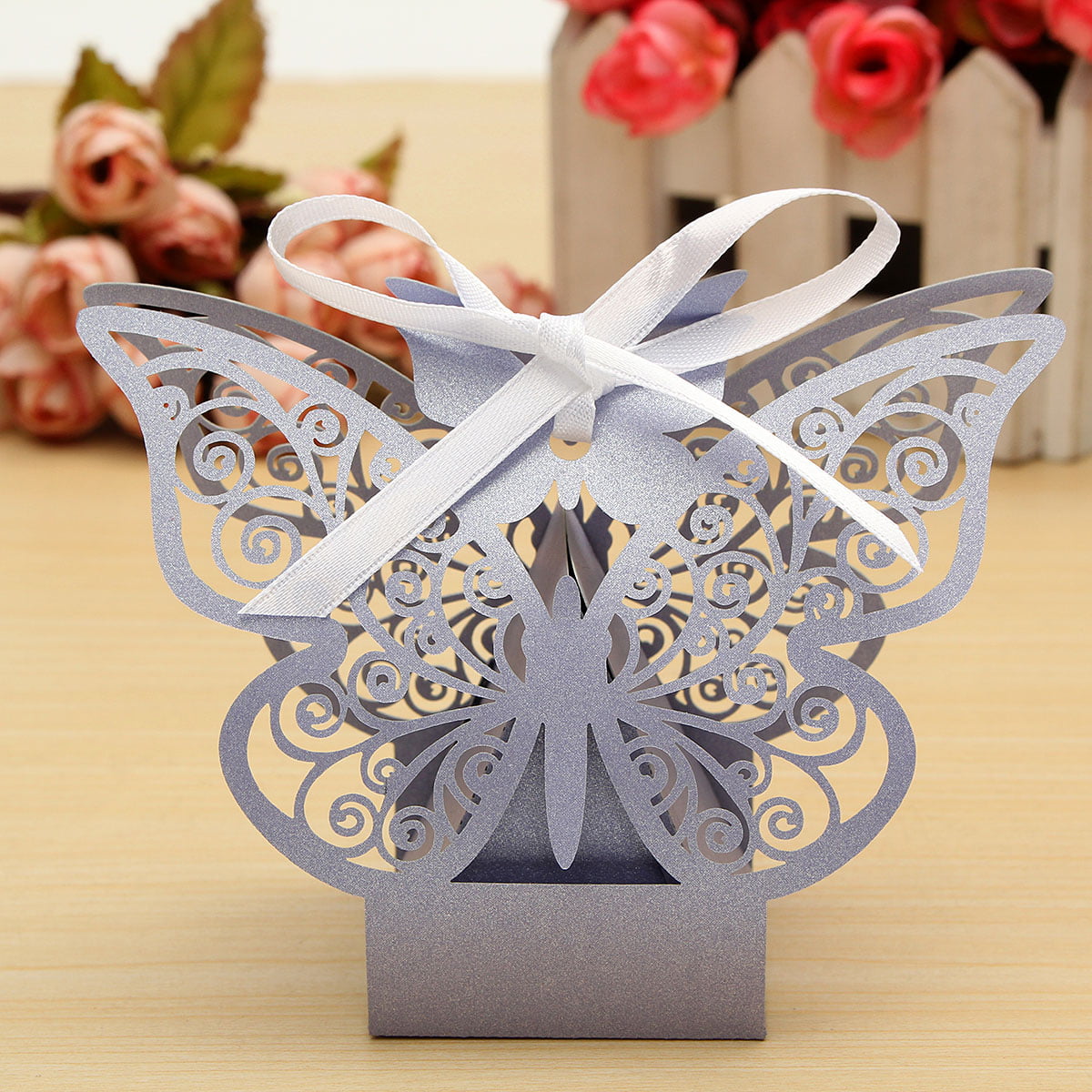 10Pcs Paper Butterfly Cut Candy Cake Boxes Wedding Party Gifts Decor Favor Cases