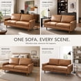 thumbnail image 5 of Koby Home 70" Loveseat Sofa with Wood Frame, Mid Century Modern Couch 2 Seater, Faux Leather Love Seat for Small Spaces Light Brown, 5 of 9