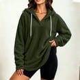 thumbnail image 4 of hlysgo Womens Oversized Sherpa Hoodie Pullover Fuzzy Fleece Sweatshirt Plaid Fluffy Tops with Pockets Army Green,M, 4 of 6