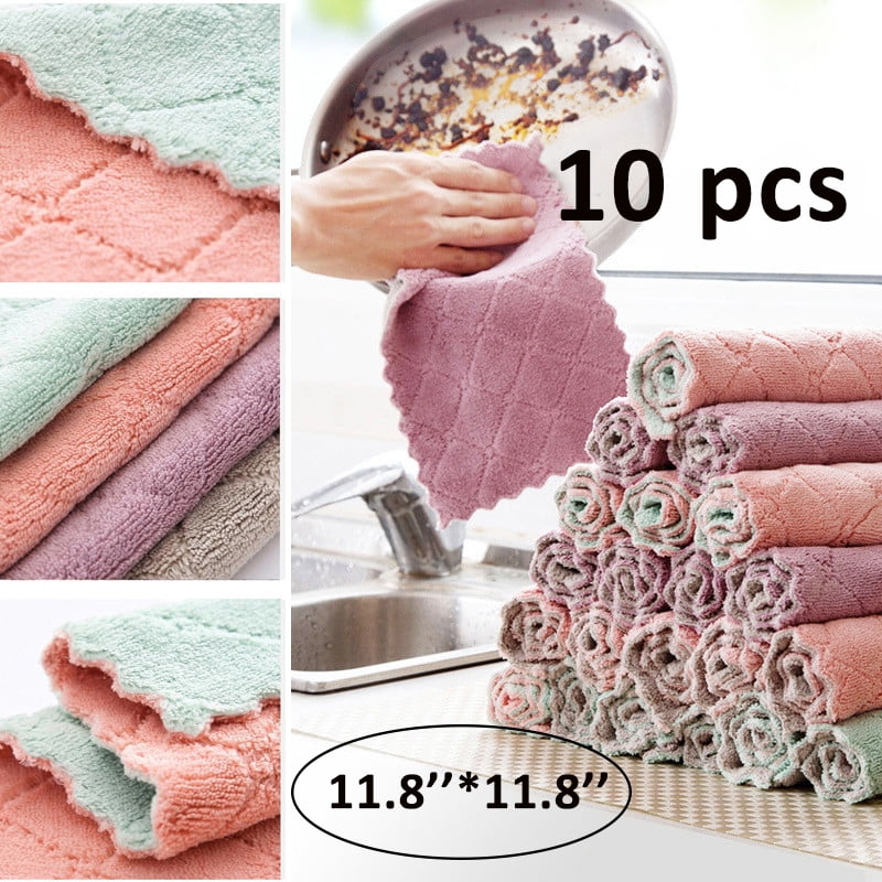 Home Cleaning Cloth 10 Pack Microfiber Dish Towel Dust Kitchen All Purpose 