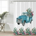 thumbnail image 4 of Shower Curtains Sets for Bathroom Decor Blue Truck with Cactus Waterproof Bathroom Curtain with Hooks, Tropical Plant Flower for Bathroom Decor,60x72IN, 4 of 7