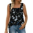 thumbnail image 2 of JTZGDY Floral Tank Tops for Women Loose Flowy Casual Graphic Summer Sleeveless Square Neck Tunic T-Shirts Trendy Western T-Shirts Multicolor#12 S, 2 of 7