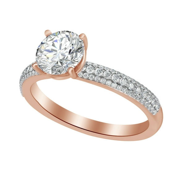 AFFY 1.65 Ct White Natural Diamond Solitaire Engagement Ring in 14k Rose Gold Ring Size - 9