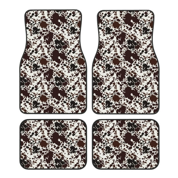 Fotbe Cow Skin Juego de 4 Tapetes para Auto con Estampado – Alfombrillas de Goma Reforzada, Diseño Antideslizante, Protección para Todo el Año – Vehículos, Autos, Camionetas y SUVs