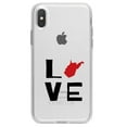 thumbnail image 1 of DistinctInk Clear Shockproof Hybrid Case for iPhone XS Max (6.5" Screen) - TPU Bumper Acrylic Back Tempered Glass Screen Protector - West Virginia - Love Black & Red, 1 of 5