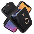 thumbnail image 2 of Elegante funda multifuncional tipo cartera para iPhone 12 con correas, ranura para tarjetas, soporte para anillo, protección para cámara, material de PU, diseño a prueba de golpes y antirrobo., 2 of 5