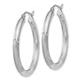 thumbnail image 2 of Sterling Silver Rhodium-plated 3.00mm Satin Diamond-cut Hoop Earrings, 2 of 3