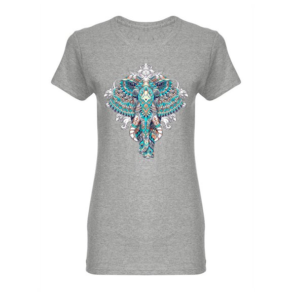 Elephant With Decoration Design Shaped T-Shirt Women -Image by Shutterstock, Female Large
