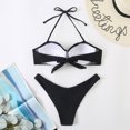 thumbnail image 4 of Conjunto de ropa de playa con estampado de Bikini y traje de baño dividido calado de Color sólido cómodo para mujer OAVQHLG3B Store  lin121212, 4 of 4